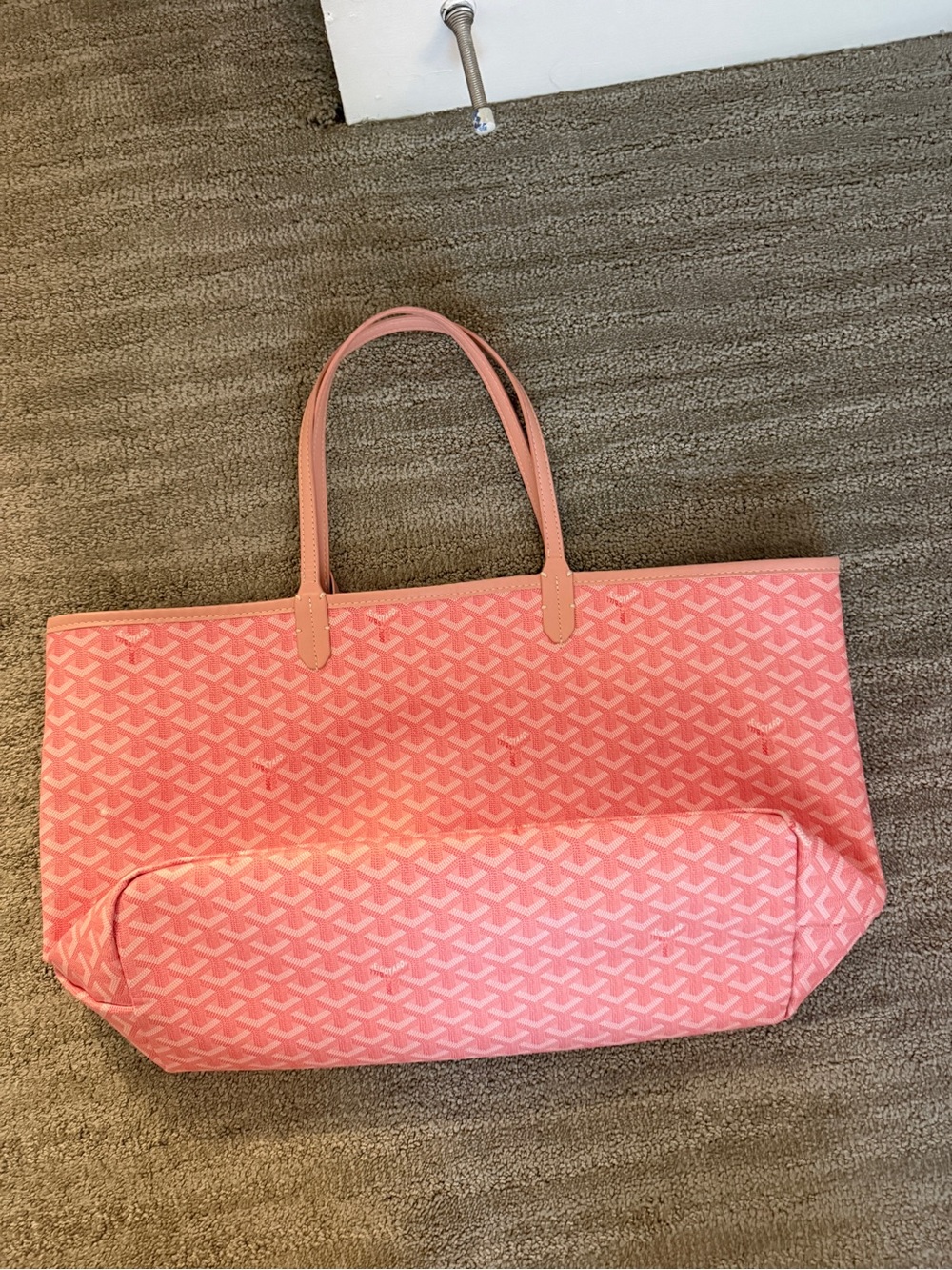 Pink Patterned Large Tote Bag with Dual Shoulder Straps